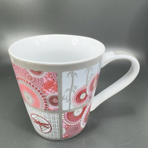 Debra Valencia Coffee Mug Cup Blue Harbor Pink And Gray Floral Dragonfly 16oz - Picture 11 of 11